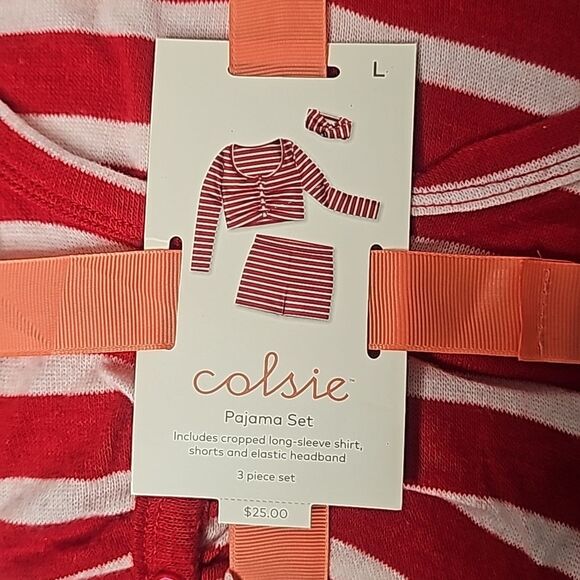 Pajama Set Red White Stripe Size Large NWT - Picture 2 of 3